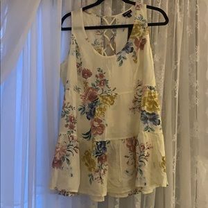 Torrid Floral Sleeveless Blouse - Cream, Pink, Yellow, Blue